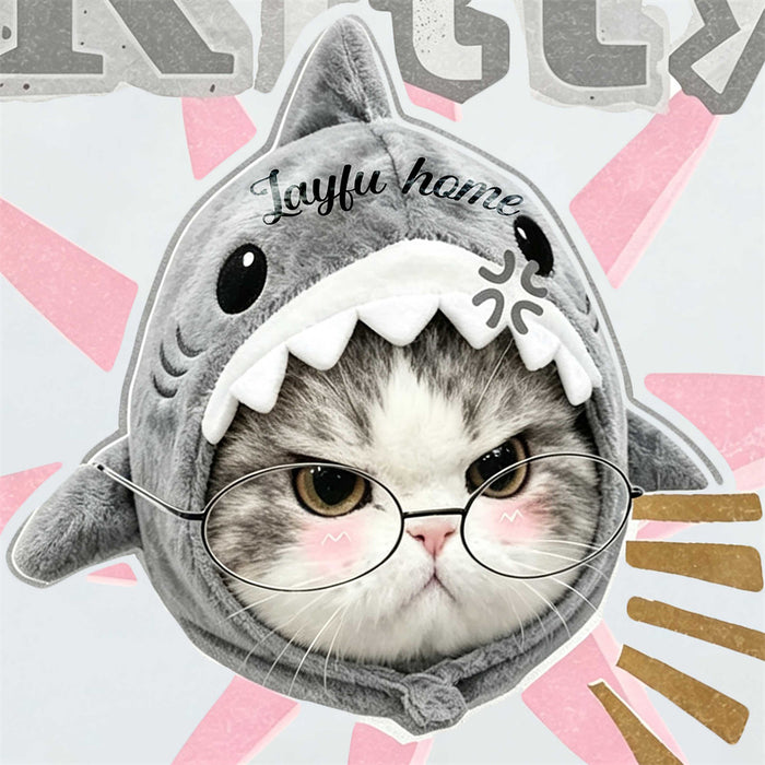 Kitty Cat Shark Meme Graphic T-Shirt – Men's Short Sleeve Street Style Tee