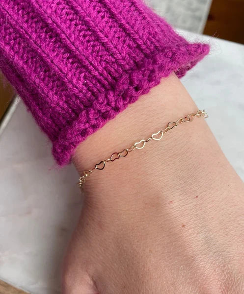 Laalee Jewelry - Gold Heart Bracelet, Heart Chain Bracelet, Valentines Day