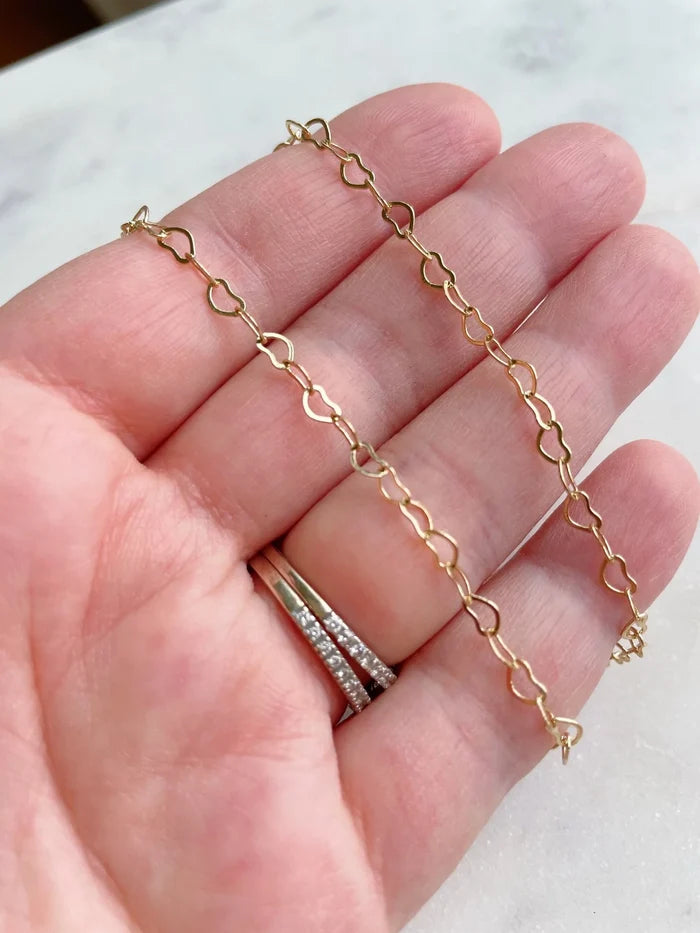 Laalee Jewelry - Gold Heart Necklace, Heart Chain Choker