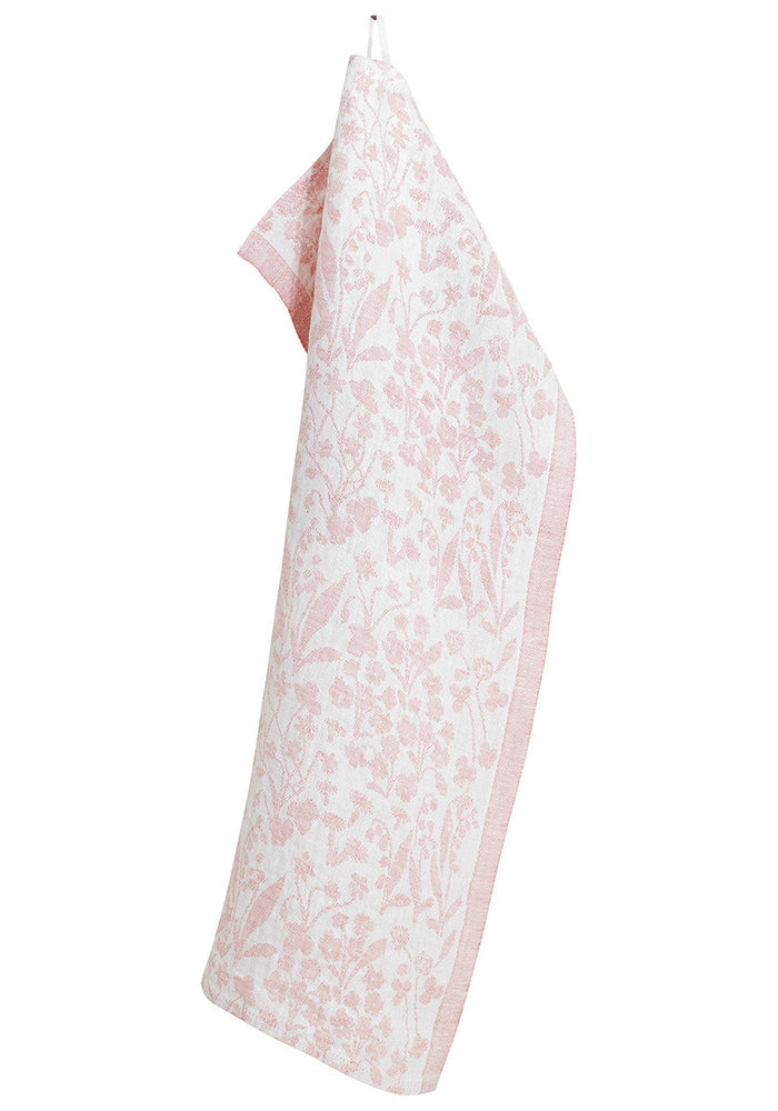 Lapuan Kankurit Niitty Tea Towel, White/Rose