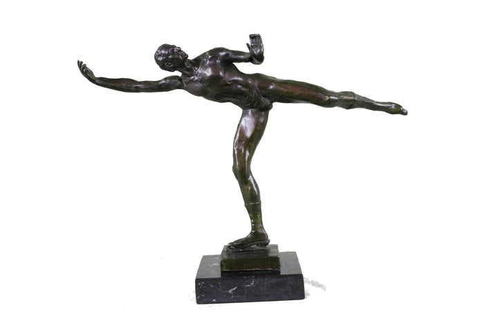 Large Hand Crafted Handsome Ice Skater by American Artist Robert McKenzie Statue