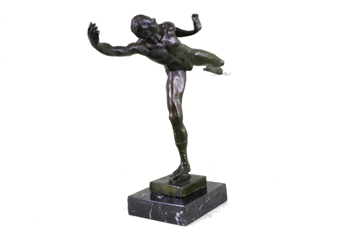 Large Hand Crafted Handsome Ice Skater by American Artist Robert McKenzie Statue
