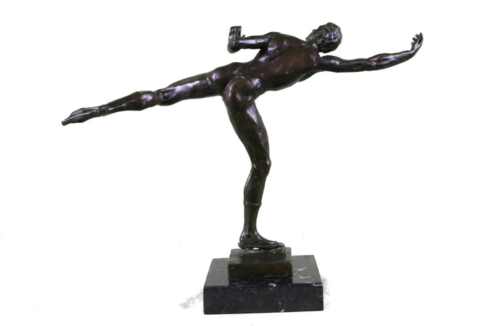 Large Hand Crafted Handsome Ice Skater by American Artist Robert McKenzie Statue