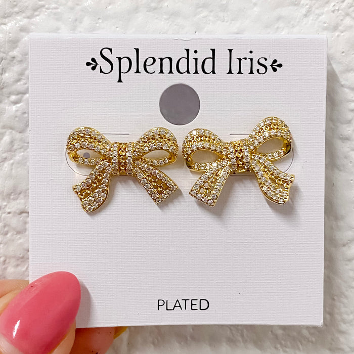 Large Pave Bow Stud Earrings - Lyla's: Clothing & Gifts - Online and Rockwall Texas Boutique