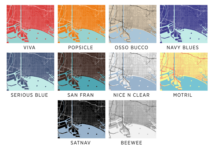 Long Beach Map Print - Choose your color