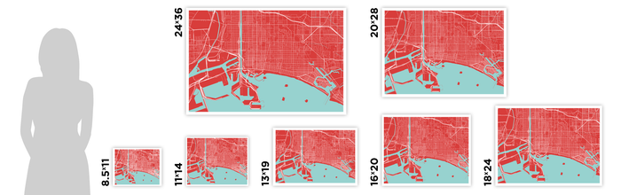 Long Beach Map Print - Choose your color
