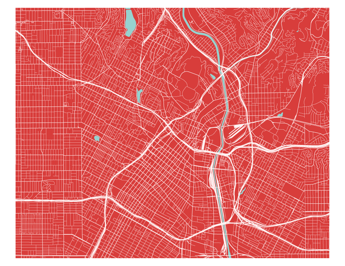 Los Angeles Map Print - Any Color You Like