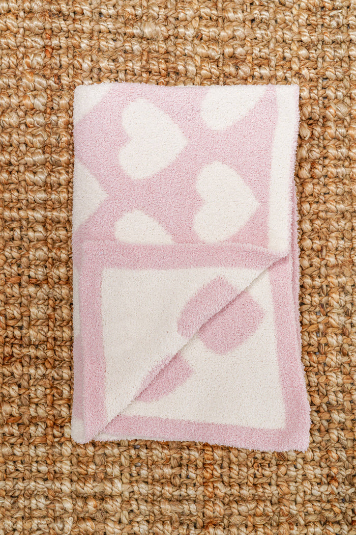 Luxury Cozy Baby Blanket - Pink Hearts