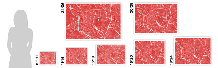 Madrid Map Print - Choose your color