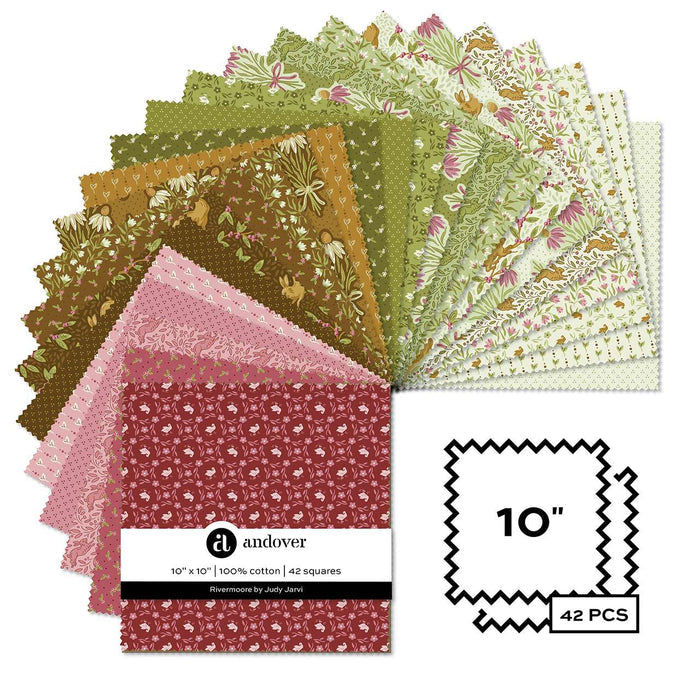 Makower Fabric Pre Cuts Makower Rivermoore 10" Square Pack - The Sewing Studio