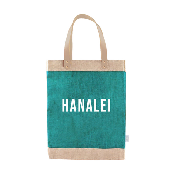 Market Tote Hanalei (White Lettering), Aqua