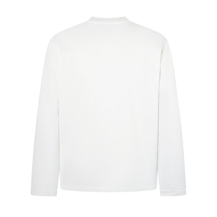 White long sleeve Henley shirt shown from the back with a plain finish