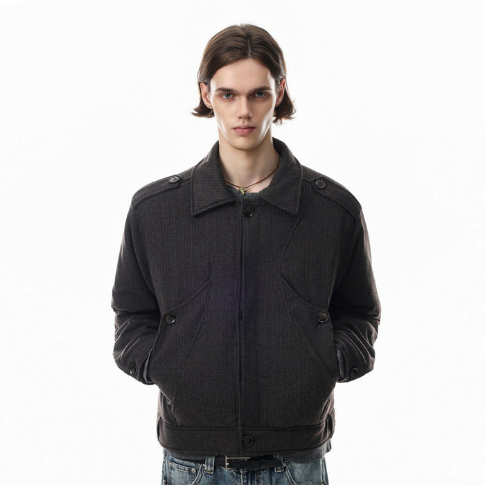Men's Oversized Cotton Jacket with Detachable Faux Fur Collar