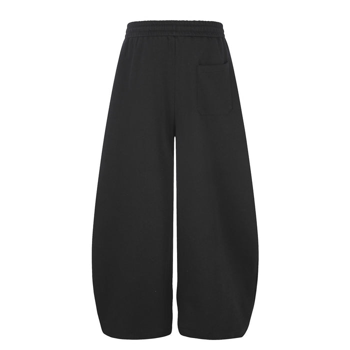 Men's Wide-Leg Graphic Sweatpants – Unicorn Patch & Slogan Print in Black