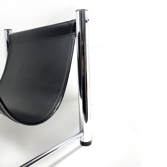 Mid-Century Modern Chrome and Vinyl Magazine Rack