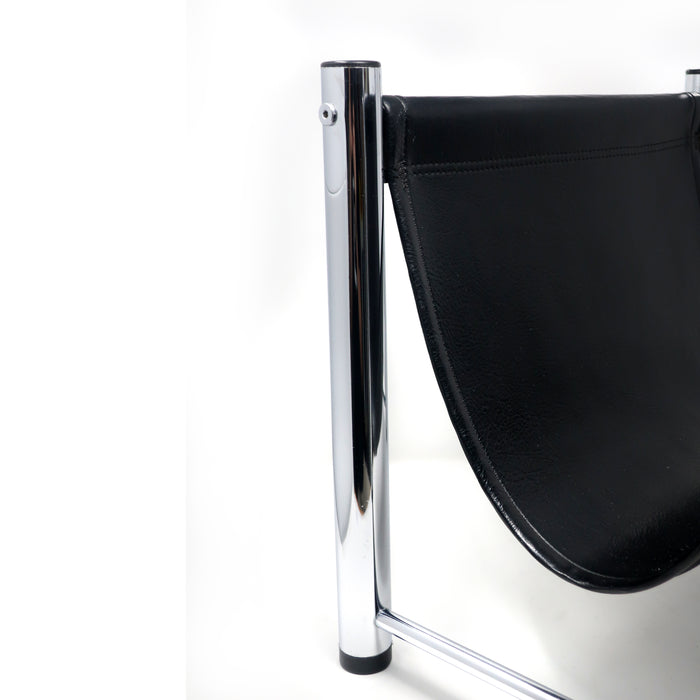 Mid-Century Modern Chrome and Vinyl Magazine Rack
