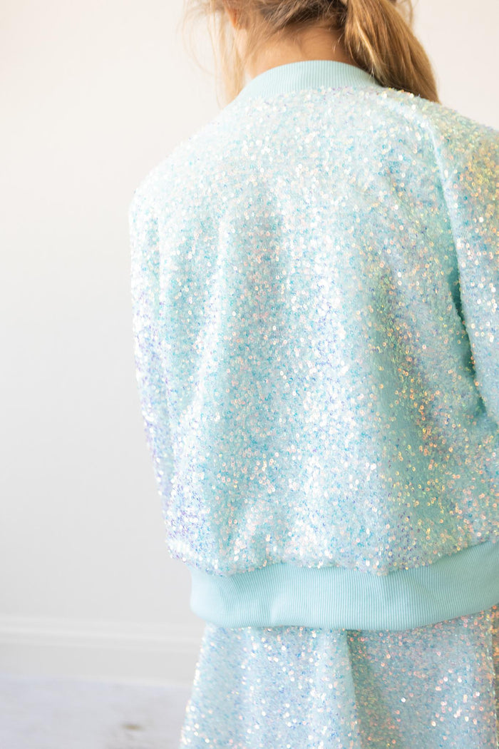 Mila & Rose Sequin Jacket - Aqua