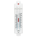 White wall mounted min max thermometer with red indicator and hanging tab