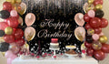 Mocsicka Pink Gold Balloons and Diamonds Happy Birthday Backdrop-Mocsicka Party