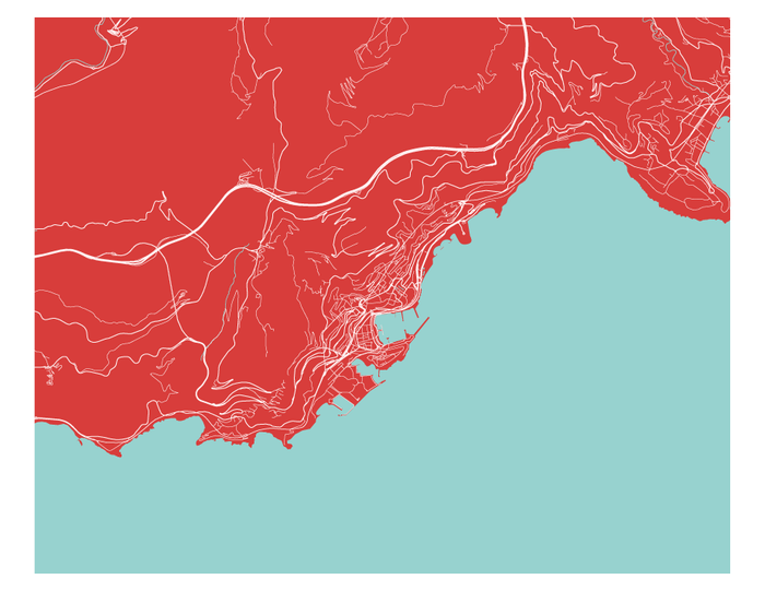 Monaco Map Print - Choose your color
