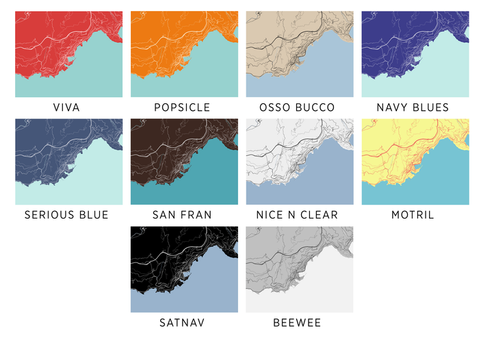 Monaco Map Print - Choose your color