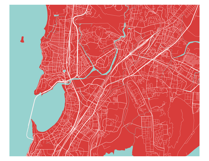 Mumbai Map Print - Choose your color