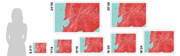 Mumbai Map Print - Choose your color