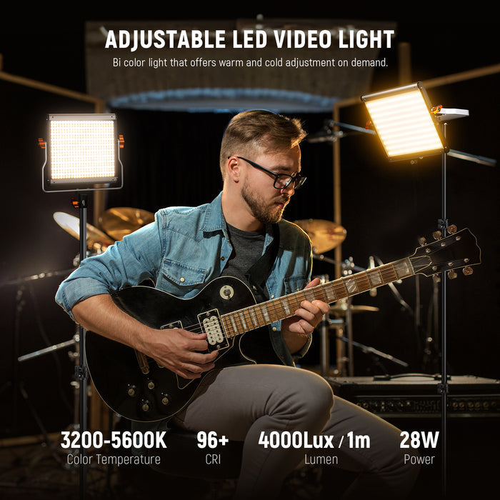 NEEWER NL480 Bi-Color LED Panel Light Kit offers warm and cold adjustment on demand.