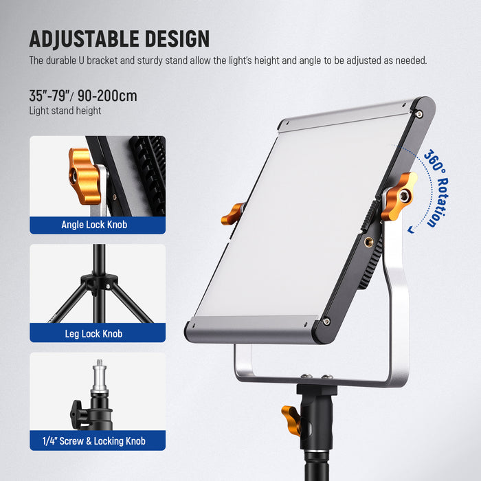 NEEWER 2 Pack NL480 Bi-Color LED Panel Light features adjustable design.