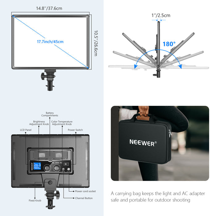Neewer NL288 LED Video Light Panel is portable.