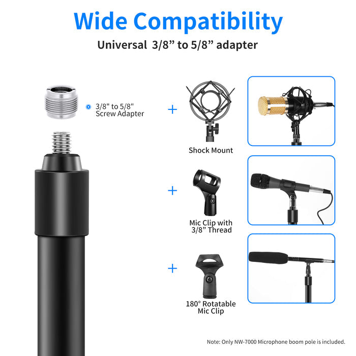Wide Compatibility of the NEEWER NW-7000 Stretchable Handheld Microphone Boom Pole