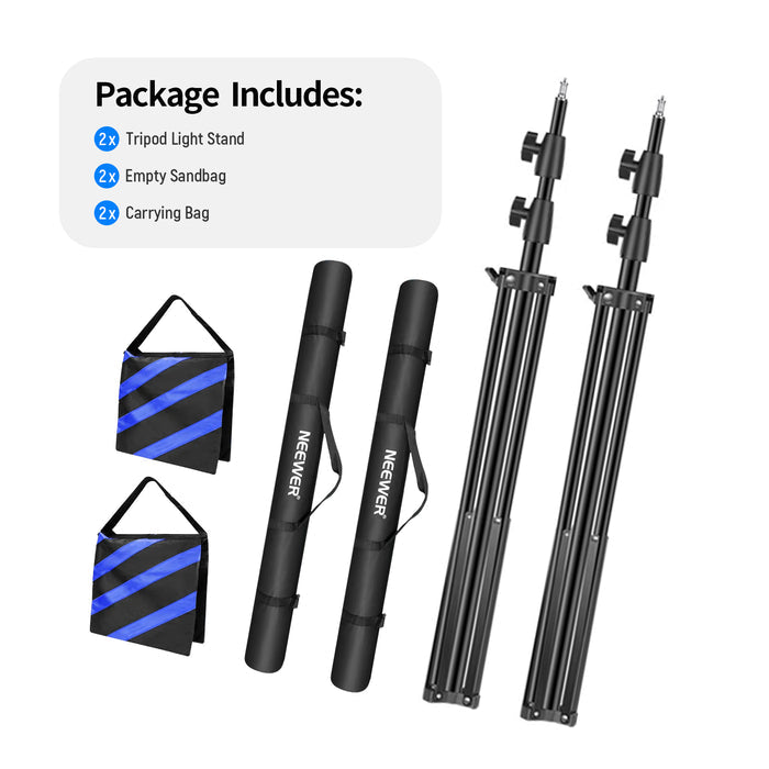 Package Contents of the NEEWER 2 Pack 300cm Light Stand Kit