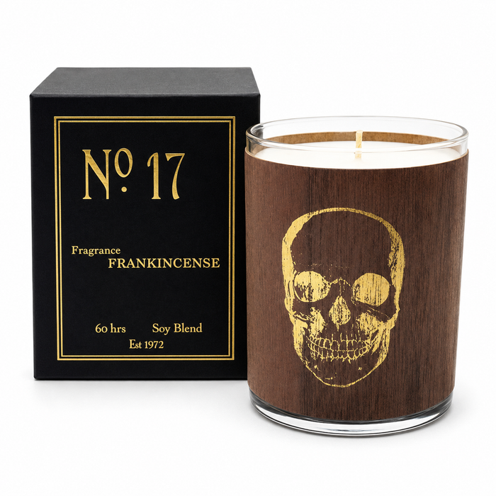No. 17 Gold Skull Frankincense Wood Candle