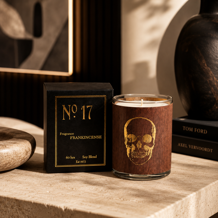 No. 17 Gold Skull Frankincense Wood Candle