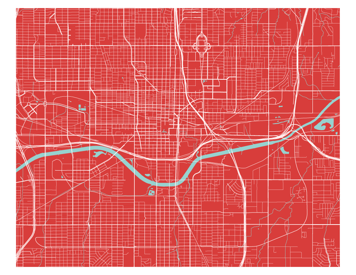 Oklahoma City Map Print - Choose your color