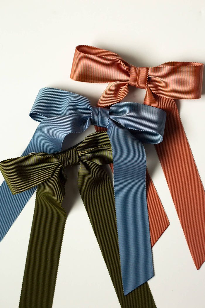 Olive Green Grosgrain Bow Barrette