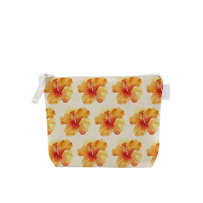 Orange Hibiscus Cosmetic Bag, Small