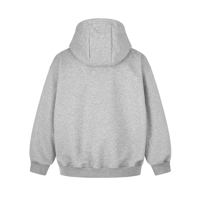 Oversized Zip-Up Hoodie with Multi-Zipper Detail in Grey