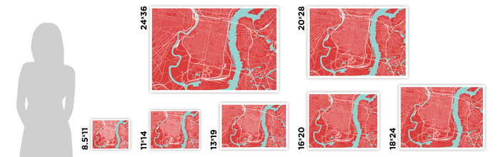 Philadelphia Map Print - Choose your color