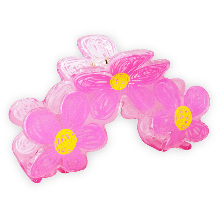 Pink Hair Claw Clip - Flower Scribbles (Bksmartz Collab)