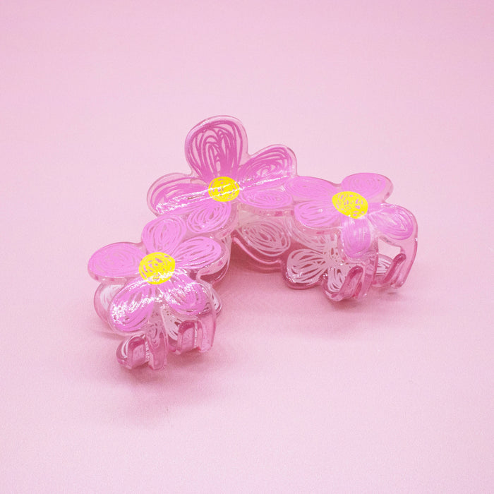 Pink Hair Claw Clip - Flower Scribbles (Bksmartz Collab)