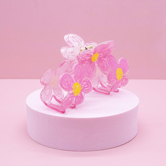 Pink Hair Claw Clip - Flower Scribbles (Bksmartz Collab)