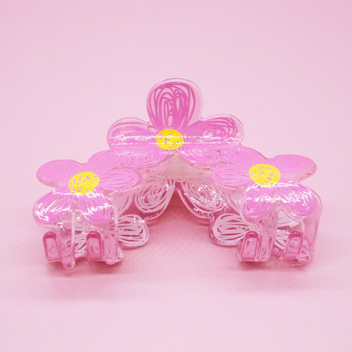 Pink Hair Claw Clip - Flower Scribbles (Bksmartz Collab)