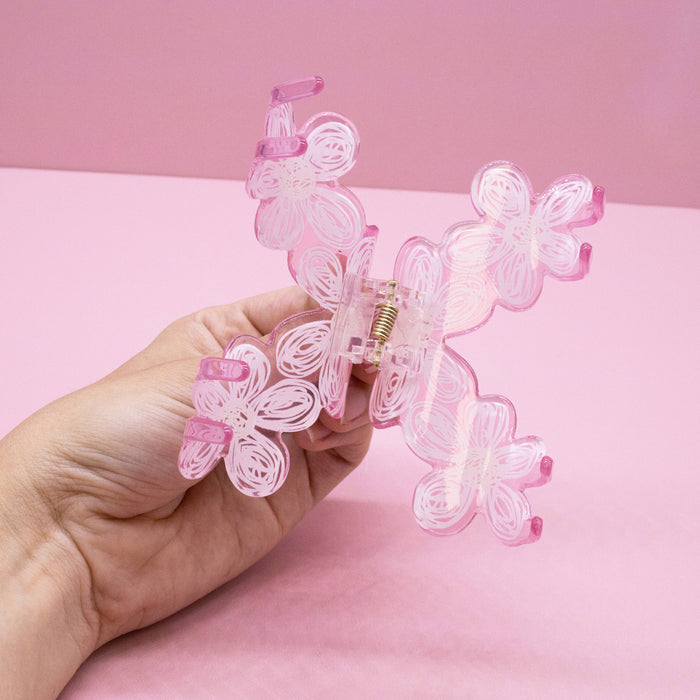 Pink Hair Claw Clip - Flower Scribbles (Bksmartz Collab)