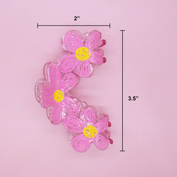 Pink Hair Claw Clip - Flower Scribbles (Bksmartz Collab)