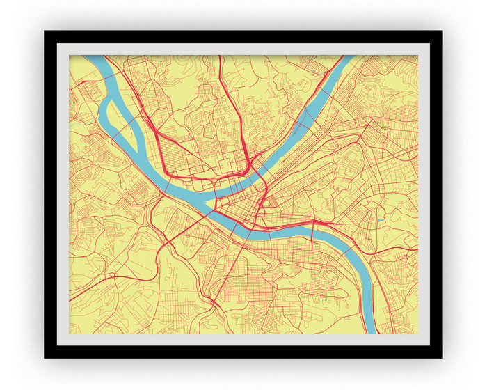Pittsburgh Map Print - Choose your color