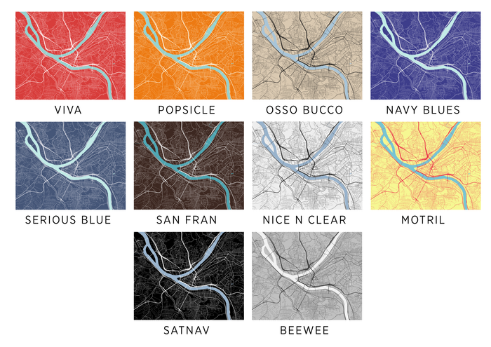 Pittsburgh Map Print - Choose your color