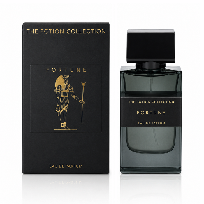 The Potion Collection Fortune Eau de Parfum bottle and packaging on a white background