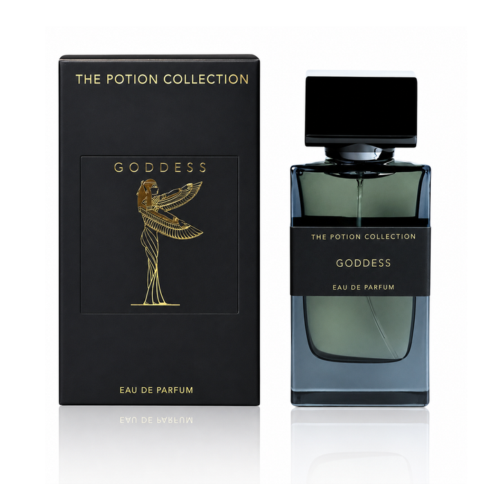 The Potion Collection Goddess Eau de Parfum bottle and packaging on a white background
