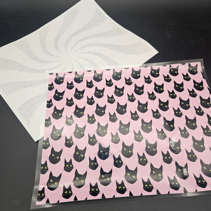Pre-Cut UV-DTF - Black Cat Swirl